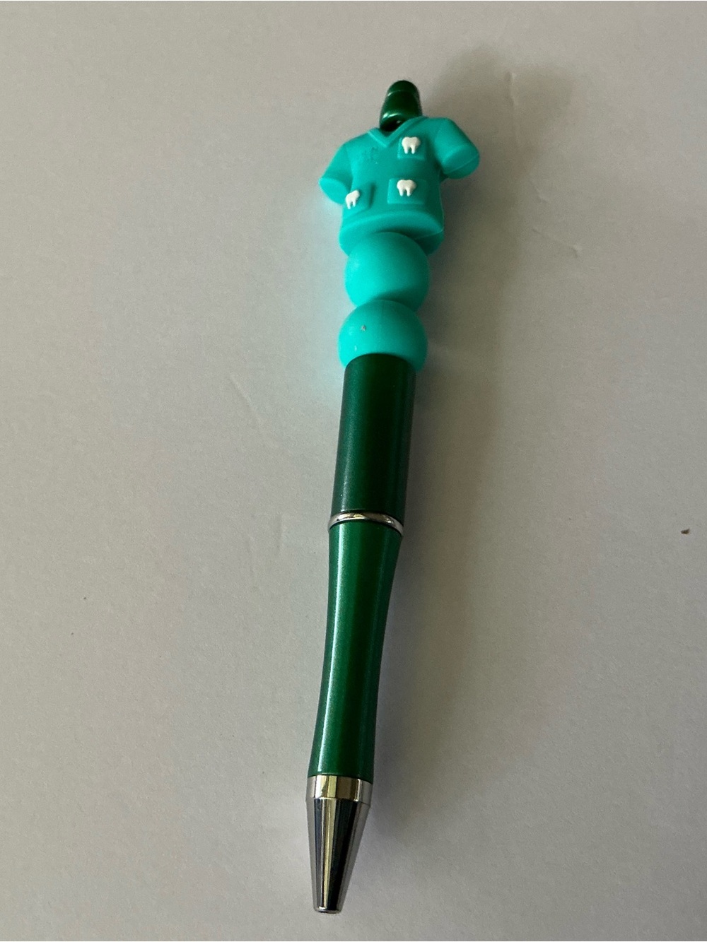 Green Novelty Dental Scrubs Pen with Tooth Accents